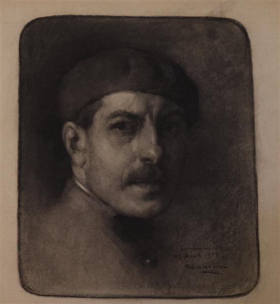 Paul-Frédéric-Antoine Charavel (1877-1961) Collection of portraits, nude studies and landscape sketches, largest 25.5 x 19.5in.